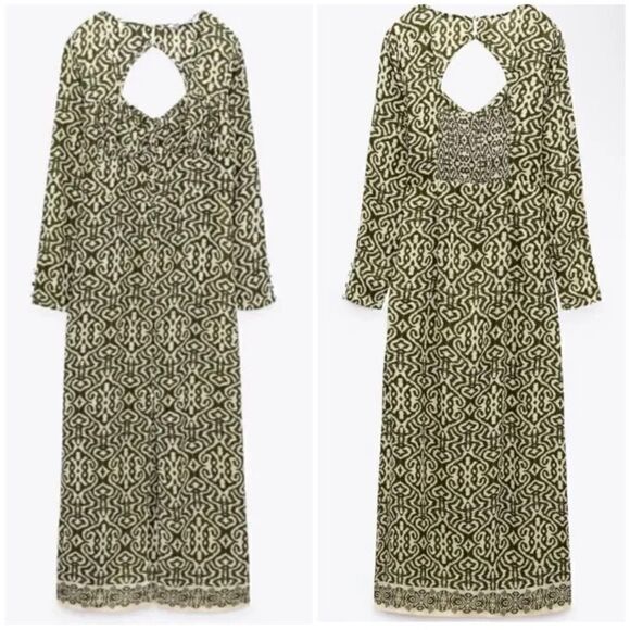 ZARA BOHO PRINTED MIDI DRESS - Picture 6 of 7